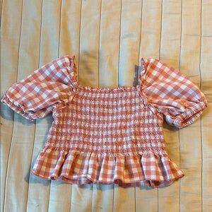 Wonder Nation Pink Checkered Smocked Blouse